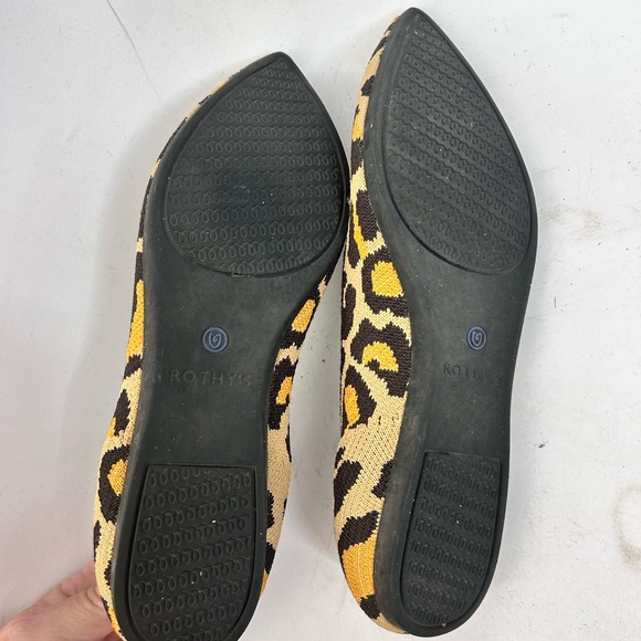 Rothy's The Point Big Cat Flats Pointed Toe Leopard Print Size 7 - Picture 9 of 9